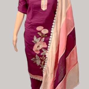 Purple Pure Cotton Embroidered Work Unstitched Salwar Suit Piece