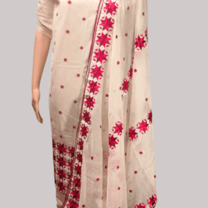 Off-White Pure Cotton Full Body Embroidered Work Unstitched Salwar Suit Piece