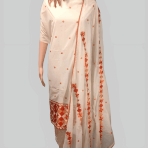Off-White Pure Cotton Full Body Embroidered Work Unstitched Salwar Suit Piece
