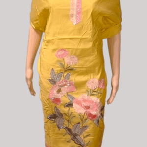 Lemon Yellow Pure Cotton Embroidered Work Unstitched Salwar Suit Piece