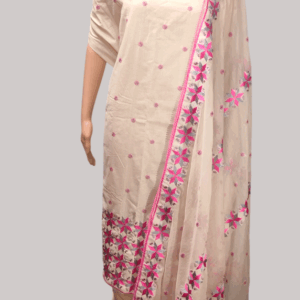 Off-White Pure Cotton Full Body Embroidered Work Unstitched Salwar Suit Piece