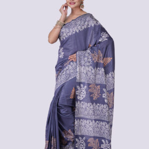 Pure Silk Blue Color Saree with Blouse Piece