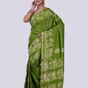Pure Silk Green Saree with Blouse Piece