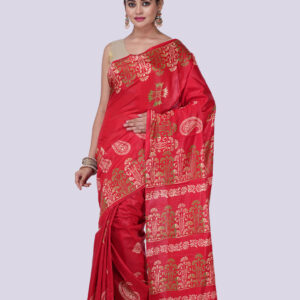 Pure Silk Red Saree with Blouse Piece