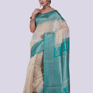 Designer Off-White Saree with Blouse Piece