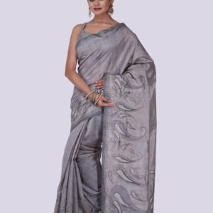 Fancy Light Weight Saree with Blouse Piece | Ash Color Fancy Saree