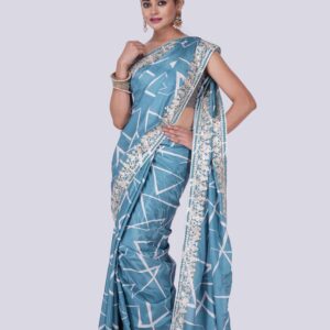 Satin Silk Pastel ash Saree with Blouse Piece