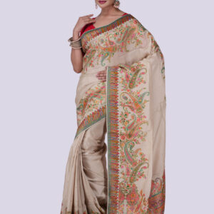 Off-White Pashmina Silk Saree with Blouse Piece