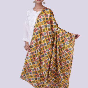 Silk Dupatta with Full Body Print Work