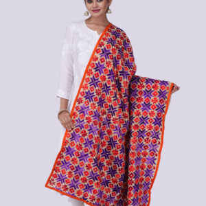 Cotton-Silk Dupatta with Full-Body Embroidered Work