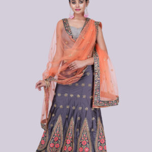 Embroidered Work Lehenga with Dupatta and Blouse Piece