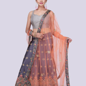 Embroidered Work Lehenga with Dupatta and Blouse Piece