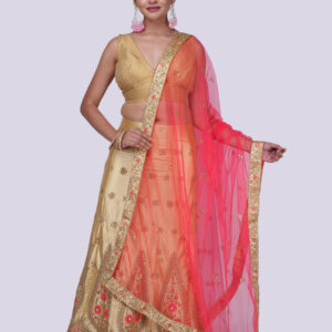 Embroidered Work Lehenga with Dupatta and Blouse Piece