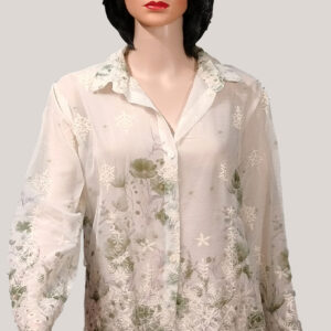 Chiffon Off-White Full Sleeves Top