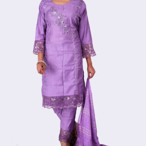 Rayon blends solid straight Kurti with Pant & Dupatta | Violet Kurti with Pant & Dupatta
