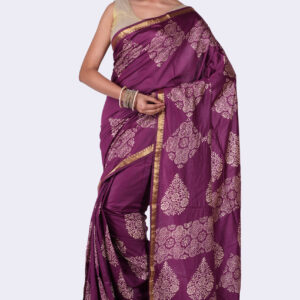 Pure Silk Purple Saree with Blouse Piece