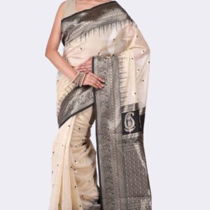 Designer Off-White Saree with Blouse Piece