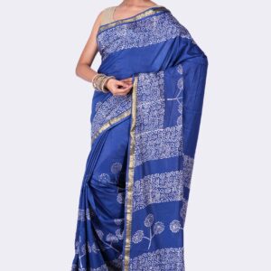Pure silk blue saree with Blouse Piece