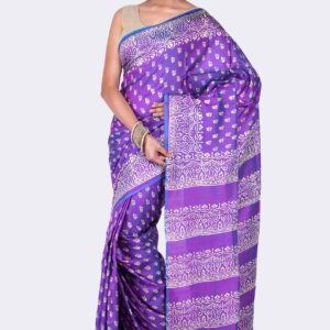 Pure Silk Violet Saree with Blouse Piece
