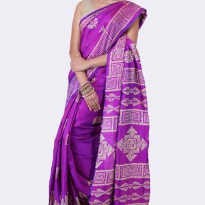 Pure Silk Rani Color Saree with Blouse Piece