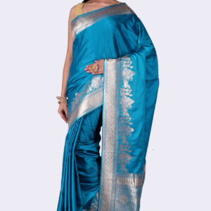Designer Blue Silk Saree with blouse piece