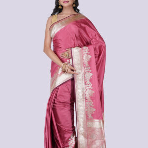 Solid Silk Saree with Zari Work