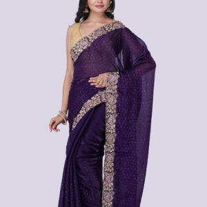 Chiffon Full Body Stone & Zari Work Saree