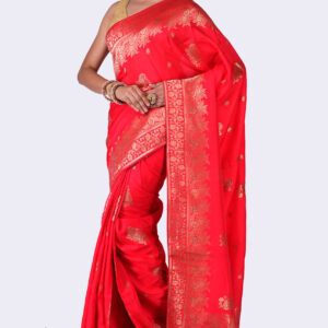 Designer Red Silk Saree with Bouse Piece