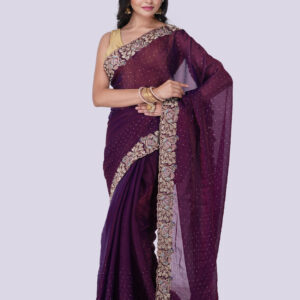 Chiffon Full Body Stone & Zari Work Saree