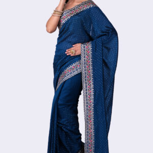 Designer Blue chiffon Saree with Blouse Piece