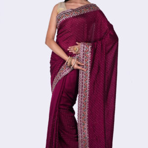 Designer Maroon chiffon Saree with Blouse Piece