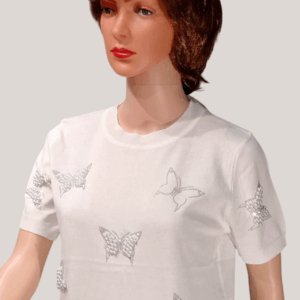 White Stretchable Butterfly Design Top
