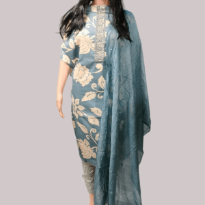 Blue Color Pure Cotton Semi-Unstitched Salwar Suit