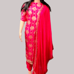 Pink Color Chiffon Silk Stone Work Semi-Unstitched Salwar Suit