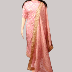 Pink Color Georgette Golden Semi-Unstitched Salwar Suit