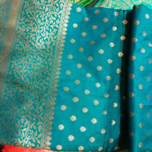 Blue Semi Silk Embroidery Work Saree with Blouse Piece – Elegant Ethnic Wear for Festivals & Parties