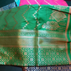 Green Semi Silk Saree with Zari & Embroidery Work and Blouse Piece – Elegant Festive & Wedding Wear for Women