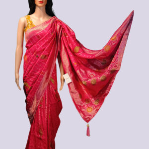 Pink Polly Silk Embroidered Saree with Blouse Piece – Elegant Party & Festive Wear for Women