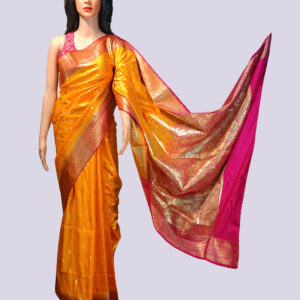 Yellow & Golden Dualtone Polly Silk Embroidery Saree with Readymade Blouse – Designer Party & Festive Wear for Women
